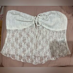 Emory Park White Lace Strapless Top